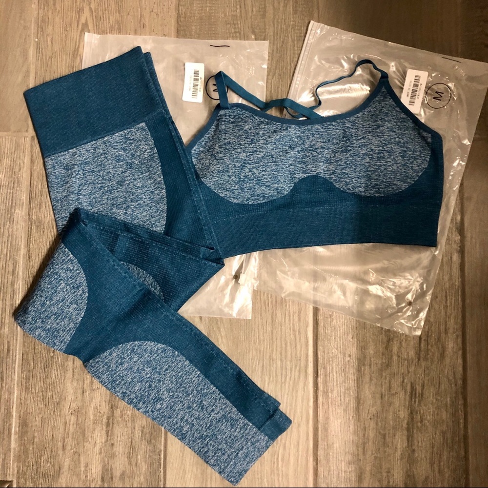 NWT 2 SET SM turquoise teal bundle yoga gym